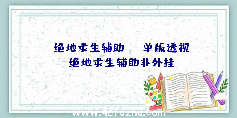 「绝地求生辅助run单版透视」|绝地求生辅助非外挂